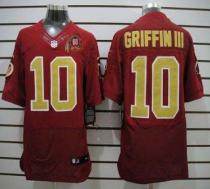 Nike Washington Redskins -10 Robert Griffin III Red(Gold Number) 80TH Patch Men's Stitched NFL Elite