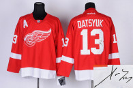 Autographed Detroit Red Wings -13 Pavel Datsyuk Red Stitched NHL Jersey