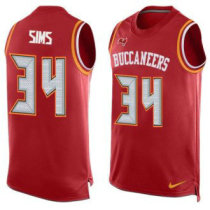 Nike Buccaneers -34 Charles Sims Red Team Color Stitched NFL Limited Tank Top Jersey