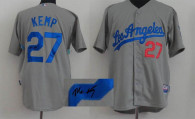 MLB Los Angeles Dodgers -27 Matt Kemp Stitched Grey Autographed Jersey