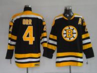 Boston Bruins -4 Bobby Orr Stitched CCM Throwback Black NHL Jersey