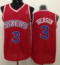 Philadelphia 76ers -3 Allen Iverson Red New Throwback Stitched NBA Jersey