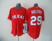 MLB Texas Rangers #29 Adrian Beltre Stitched Red Autographed Jersey