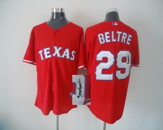 MLB Texas Rangers #29 Adrian Beltre Stitched Red Autographed Jersey