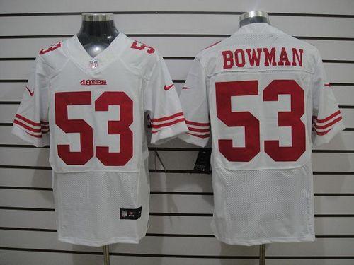 Nike San Francisco 49ers #53 NaVorro Bowman White Men‘s Stitched NFL Elite Jersey