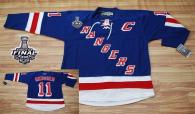 New York Rangers -11 Mark Messier Blue With 2014 Stanley Cup Finals Stitched NHL Jersey