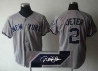 New York Yankees -2 Derek Jeter Grey Autographed Stitched MLB Jersey