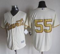 San Francisco Giants #55 Tim Lincecum Cream Gold No  New Cool Base Stitched MLB Jersey