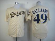 Milwaukee Brewers -49 Yovani Gallardo Cream YOUniform Cool Base Stitched MLB Jersey