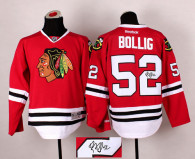 Autographed Chicago Blackhawks -52 Brandon Bollig Stitched Red NHL Jersey