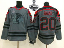 Chicago Blackhawks -20 Brandon Saad Charcoal Cross Check Fashion 2015 Stanley Cup Stitched NHL Jerse