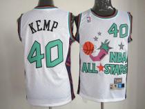 Oklahoma City Thunder -40 Shawn Kemp White SuperSonics 1995 All Star Stitched NBA Jersey