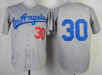 Mitchell And Ness 1963 Los Angeles Dodgers -30 Maury Wills Grey Throwback Stitched MLB Jersey