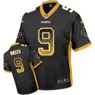 Nike New Orleans Saints #9 Drew Brees Black Team Color Men's Stitched NFL Elite Drift Fashion Jersey