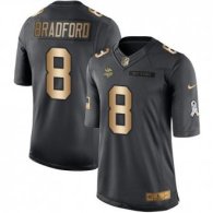 Nike Vikings -8 Sam Bradford Black Stitched NFL Limited Gold Salute To Service Jersey