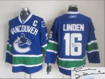 Autographed Vancouver Canucks -16 Trevor Linden Blue Third Stitched NHL Jersey