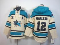 San Jose Sharks -12 Patrick Marleau Cream Sawyer Hooded Sweatshirt Stitched NHL Jersey