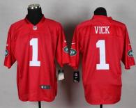 Nike New York Jets -1 Michael Vick Red Men's Stitched NFL Elite QB Practice Jersey