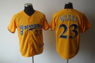 Milwaukee Brewers -23 Rickie Weeks Yellow Cerveceros Cool Base Stitched MLB Jersey