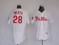 Philadelphia Phillies -28 Jayson Werth Stitched White Red Strip MLB Jersey
