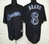 Milwaukee Brewers -8 Ryan Braun Black Fashion Stitched MLB Jersey