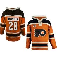 Philadelphia Flyers -28 Claude Giroux Orange Sawyer Hooded Sweatshirt Stitched NHL Jersey