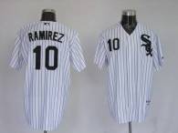 Chicago White Sox -10 Alexei Ramirez Stitched White Black Strip MLB Jersey