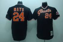 Mitchell and Ness San Francisco Giants #24 Mays Stitched Black Throwback MLB Jersey