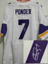 2013 New Minnesota Vikings -7 Christian Ponder White Jerseys(Signed Elite)