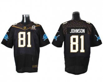 Nike Detroit Lions -81 Calvin Johnson Black 2016 Pro Bowl Stitched NFL Elite Jersey