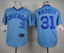 Chicago Cubs -31 Greg Maddux Blue White Strip  Cooperstown Throwback Stitched MLB Jersey