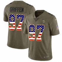 Nike Vikings -97 Everson Griffen Olive USA Flag Stitched NFL Limited 2017 Salute To Service Jersey