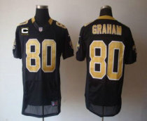 Nike Saints -80 Jimmy Graham Black Team Color With C Patch Stitched NFL Elite Jersey