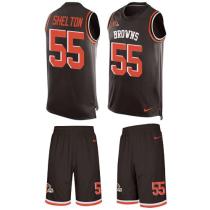 Browns -55 Danny Shelton Brown Team Color Stitched NFL Limited Tank Top Suit Jersey