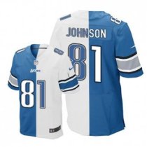 Nike Lions -81 Calvin Johnson Blue White Stitched NFL Elite Split Jersey
