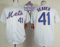New York Mets -41 Tom Seaver White Blue Strip  Home Cool Base W 2015 World Series Patch Stitched MLB