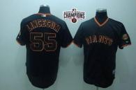 San Francisco Giants #55 Tim Lincecum Black W 2014 World Series Champions Patch Stitched MLB Jersey
