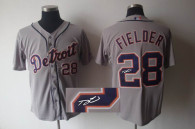 MLB Detroit Tigers #28 Prince Fielder Stitched Grey Autographed Jersey