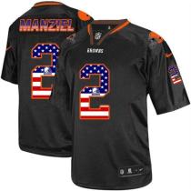 Nike Cleveland Browns -2 Johnny Manziel Black Men's Stitched NFL Elite USA Flag Fashion Jersey
