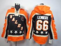 Pittsburgh Penguins -66 Mario Lemieux Black All Star Sawyer Hooded Sweatshirt Stitched NHL Jersey