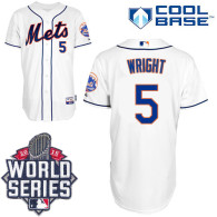 New York Mets -5 David Wright White Cool Base W 2015 World Series Patch Stitched MLB Jersey