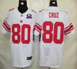 Nike New York Giants #80 Victor Cruz White With 1925-2014 Season Patch Men's Stitched NFL Elite Jers