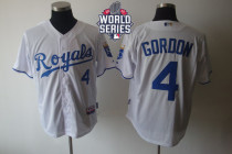 Kansas City Royals -4 Alex Gordon White Cool Base W 2015 World Series Patch Stitched MLB Jersey