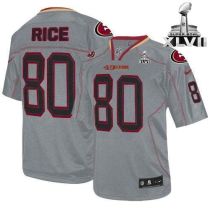 Nike San Francisco 49ers #80 Jerry Rice Lights Out Grey Super Bowl XLVII Men‘s Stitched NFL Elite Je