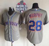 New York Mets -28 Daniel Murphy New Grey Cool Base W 2015 World Series Patch Stitched MLB Jersey