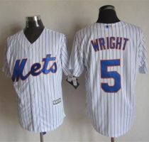 New York Mets -5 David Wright White Blue Strip New Cool Base Stitched MLB Jersey