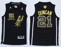 San Antonio Spurs -21 Tim Duncan Black Gold No Champions Stitched NBA Jersey