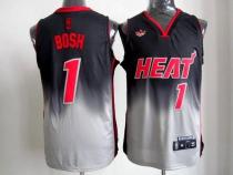 Miami Heat -1 Chris Bosh Black Grey Fadeaway Fashion Stitched NBA Jersey