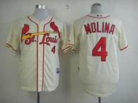 St Louis Cardinals #4 Yadier Molina Cream Alternate Cool Base Stitched MLB Jersey