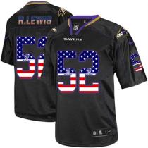 Nike Ravens -52 Ray Lewis Black Men's Stitched NFL Elite USA Flag Fashion Jersey